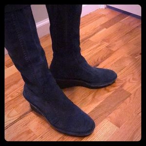 Aerosoles wedge boots in indigo seude